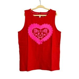 Mini Boden Red Flutter Heart Applique Tank Top size 9-10 years New without tags